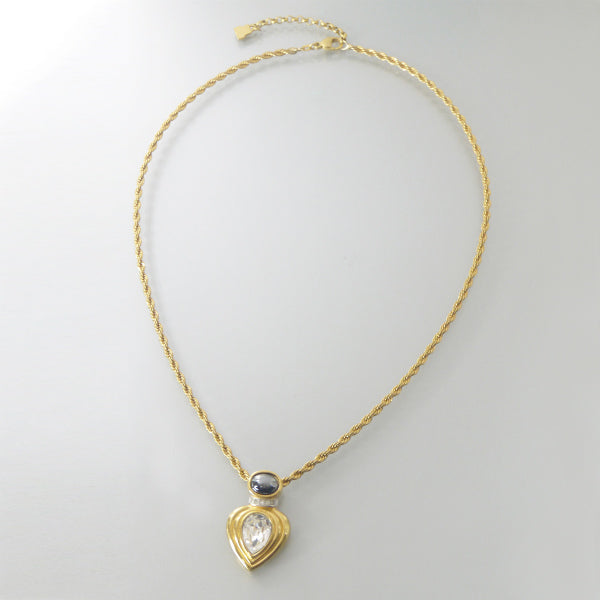 LANVIN ティアドロップストーン ネックレス（クリスタル/ブラック/ゴールド）