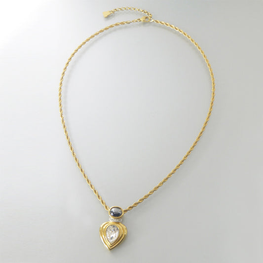 LANVIN ティアドロップストーン ネックレス（クリスタル/ブラック/ゴールド）