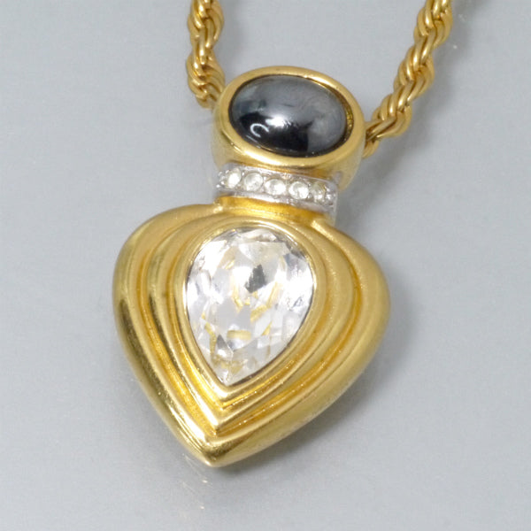 LANVIN ティアドロップストーン ネックレス（クリスタル/ブラック/ゴールド）