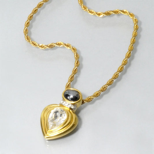 LANVIN ティアドロップストーン ネックレス（クリスタル/ブラック/ゴールド）