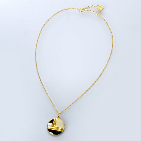 LANVIN　ロゴラウンド マルチカラーネックレス（ゴールド）