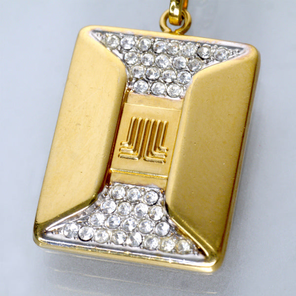 LANVIN　スクエアプレート ロゴストーンネックレス（ゴールド）