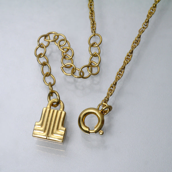 LANVIN　スクエアプレート ロゴストーンネックレス（ゴールド）