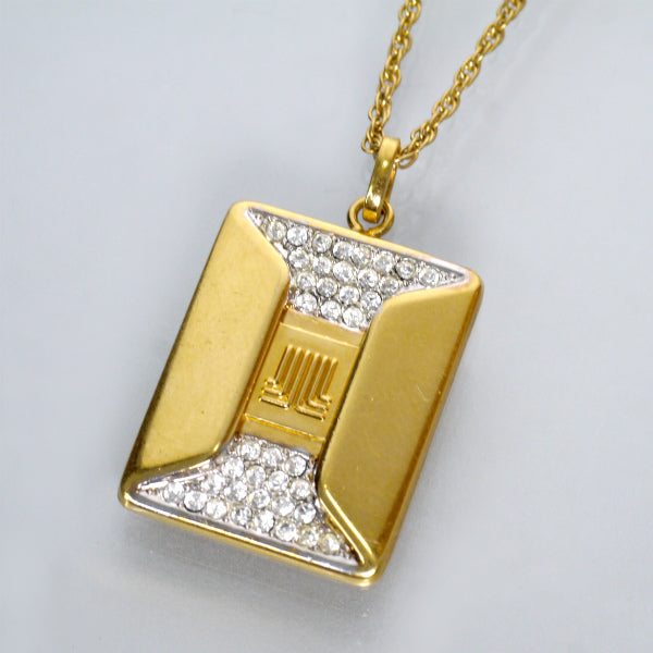 LANVIN　スクエアプレート ロゴストーンネックレス（ゴールド）