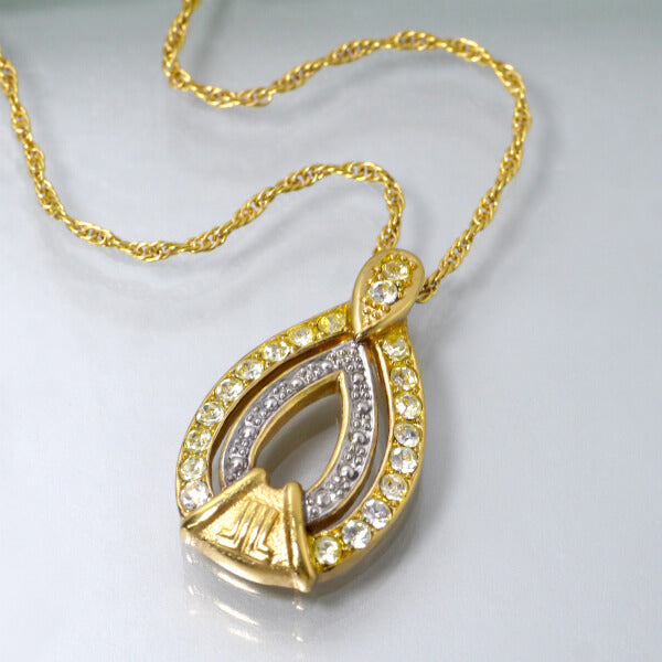 LANVIN　ドロップ型ロゴストーンネックレス（ゴールド）