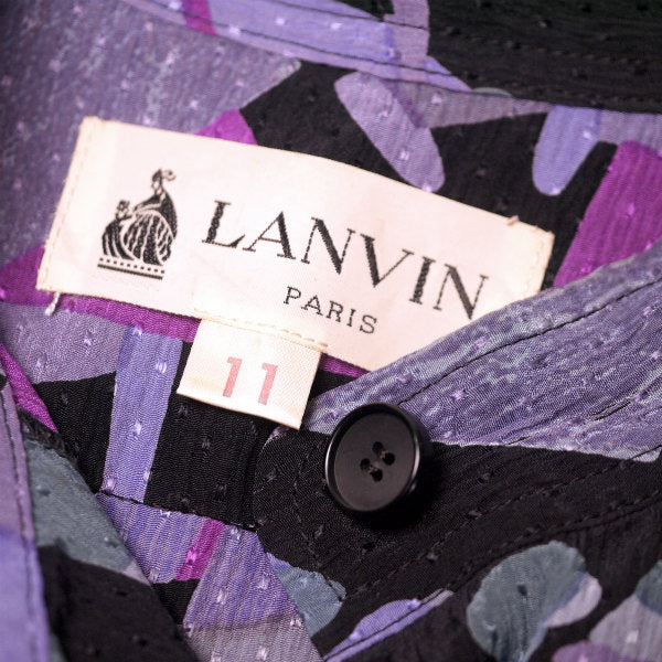 LANVIN シルク100%総柄ツーピース（紫系）