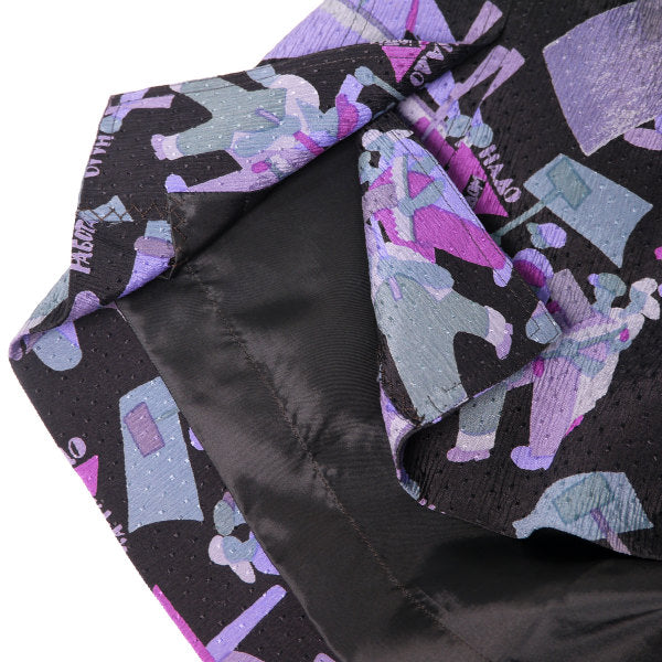 LANVIN シルク100%総柄ツーピース（紫系）