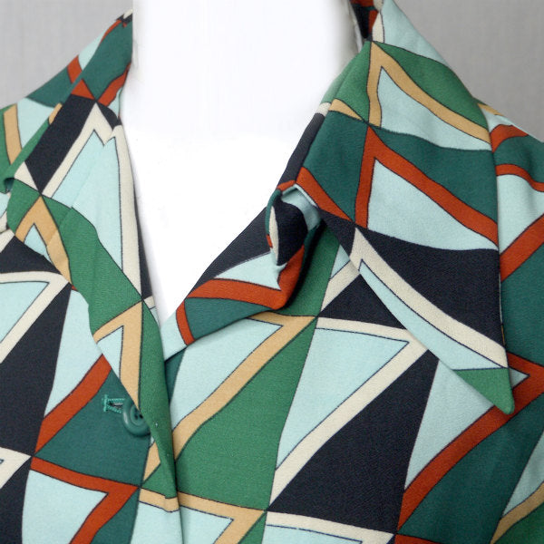 LANVIN　幾何学模様vintageワンピース（青系）