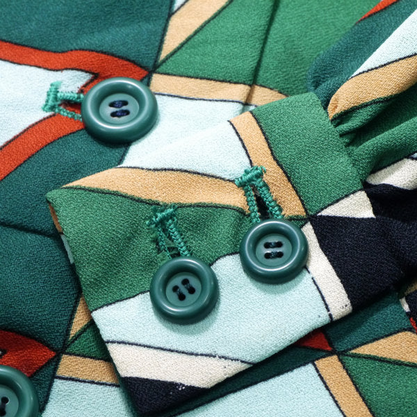 LANVIN　幾何学模様vintageワンピース（青系）