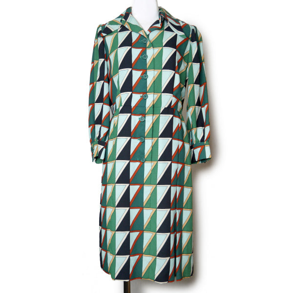 LANVIN　幾何学模様vintageワンピース（青系）
