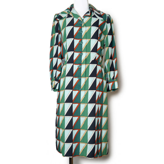 LANVIN　幾何学模様vintageワンピース（青系）