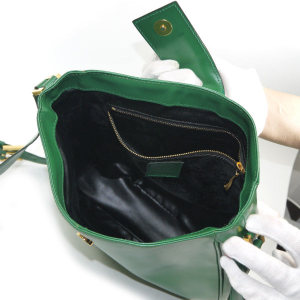 Lanvin　＜訳あり＞希少ロゴ大型レザーショルダー（緑）