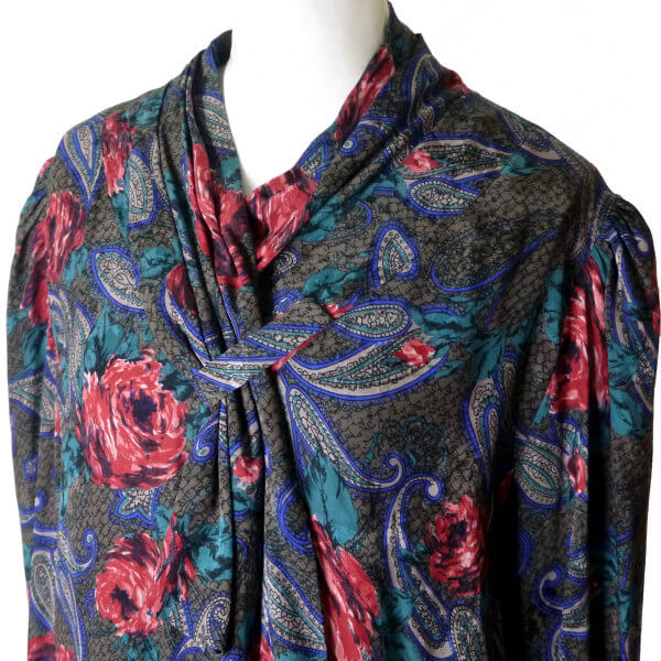 LANVIN　薔薇＆ペイズリー柄vintageシルクワンピース