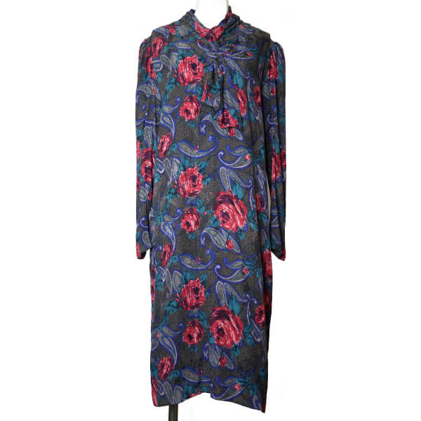 LANVIN　薔薇＆ペイズリー柄vintageシルクワンピース