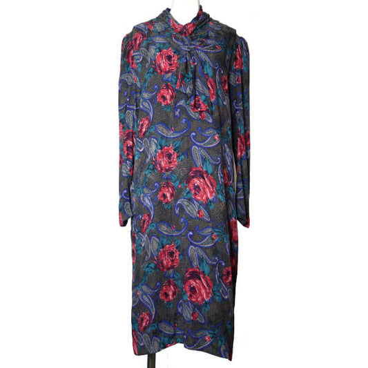 LANVIN　薔薇＆ペイズリー柄vintageシルクワンピース