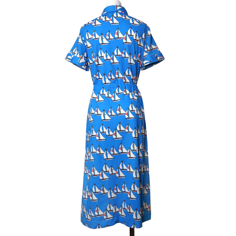 LANVIN　ヨット柄vintage半袖ワンピース（水色）