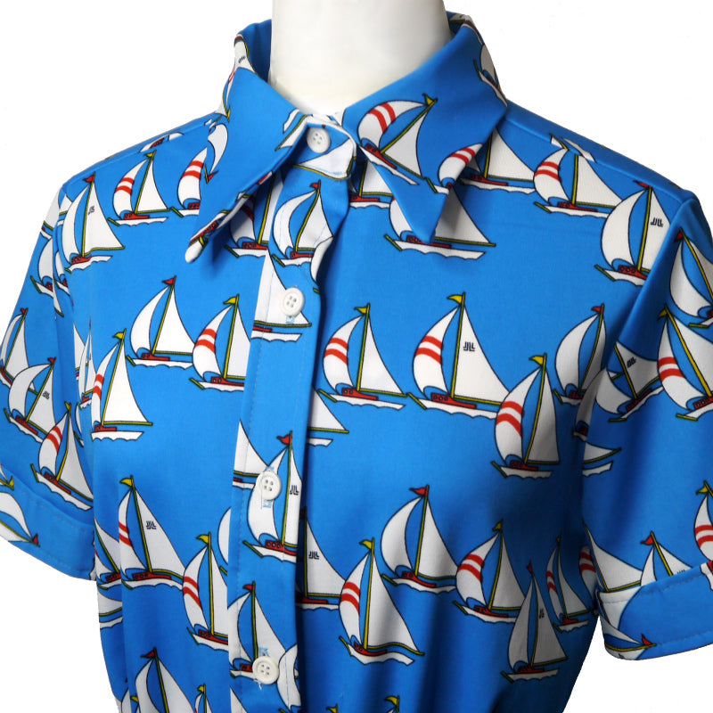 LANVIN　ヨット柄vintage半袖ワンピース（水色）