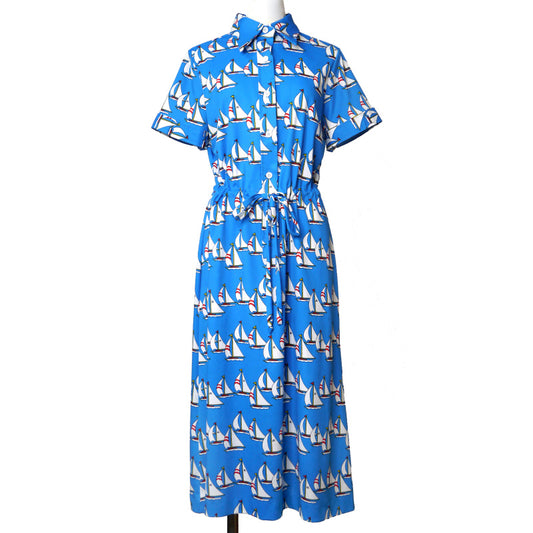 LANVIN　ヨット柄vintage半袖ワンピース（水色）