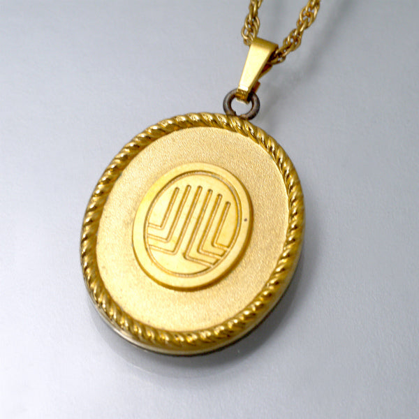 LANVIN　楕円プレート ロゴネックレス（ゴールド）