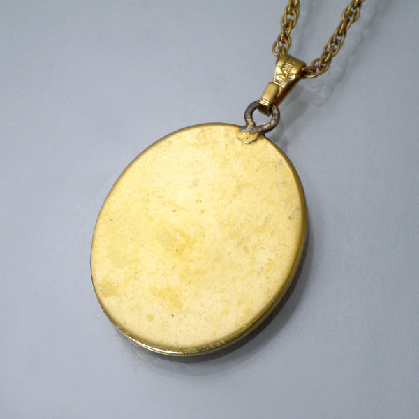 LANVIN　楕円プレート ロゴネックレス（ゴールド）