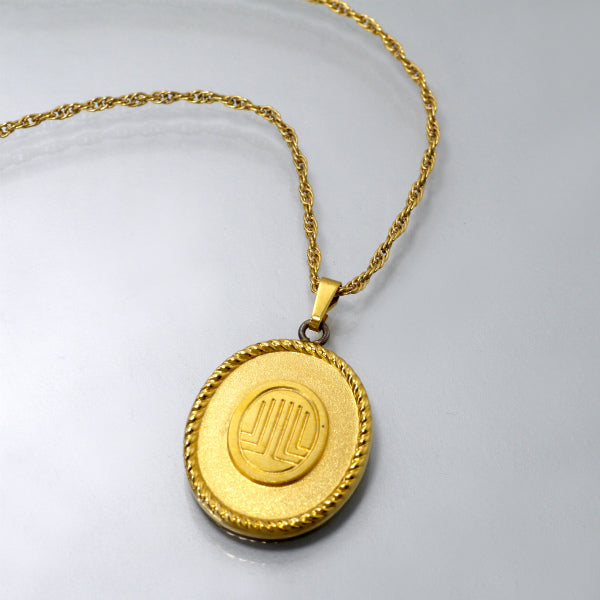 LANVIN　楕円プレート ロゴネックレス（ゴールド）