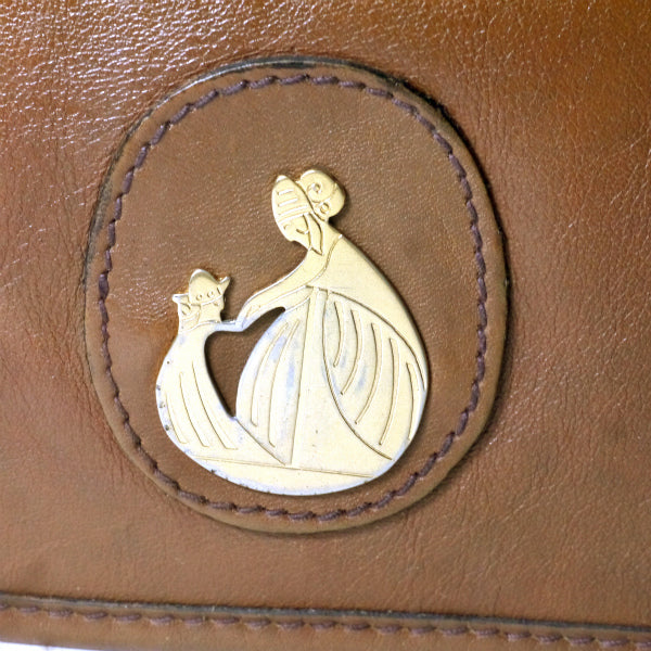 Lanvin 希少ロゴ!!アコーディオン総革ショルダー（飴色）