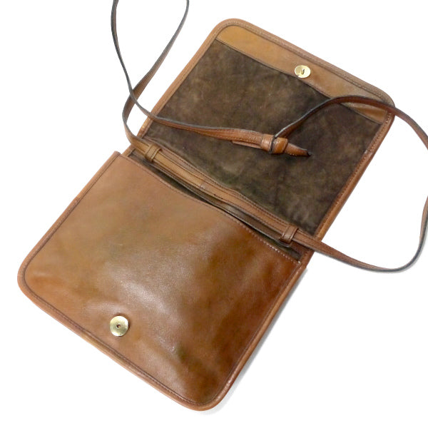 Lanvin 希少ロゴ!!アコーディオン総革ショルダー（飴色）