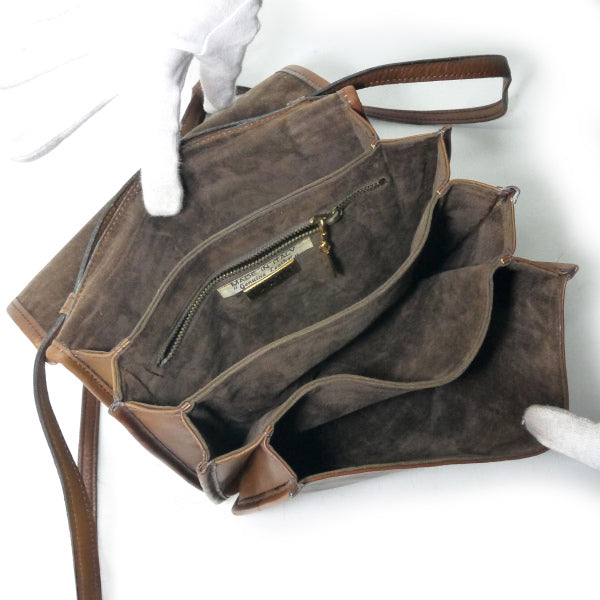 Lanvin 希少ロゴ!!アコーディオン総革ショルダー（飴色）