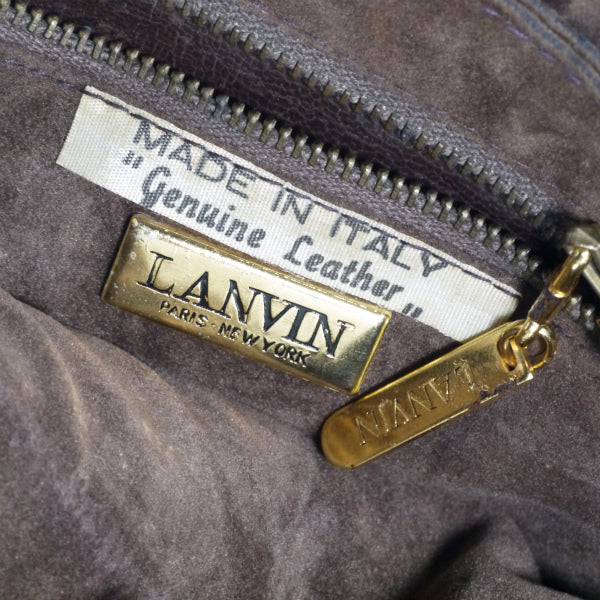Lanvin 希少ロゴ!!アコーディオン総革ショルダー（飴色）