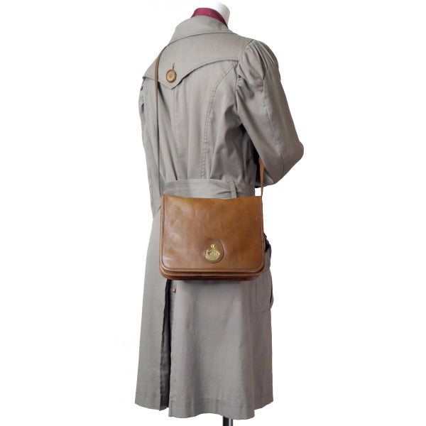 Lanvin 希少ロゴ!!アコーディオン総革ショルダー（飴色）