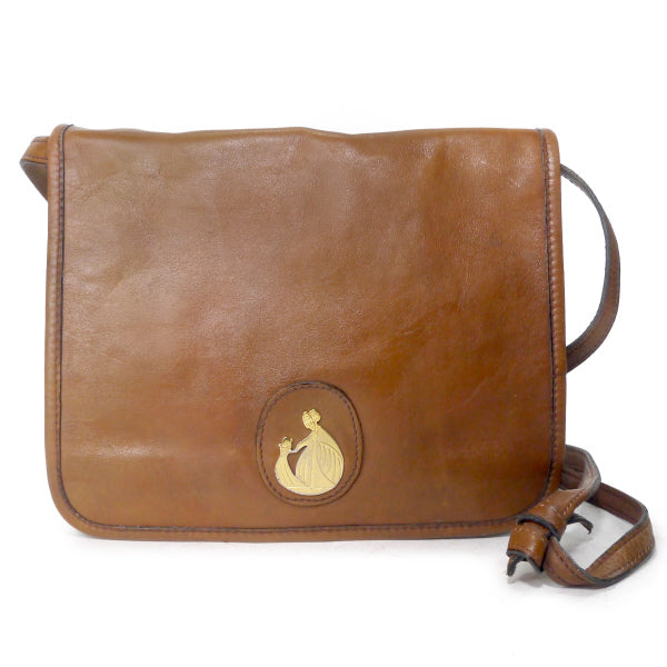 Lanvin 希少ロゴ!!アコーディオン総革ショルダー（飴色）