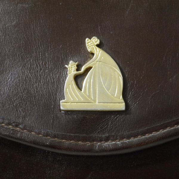 Lanvin 希少ロゴ!!総革ショルダーバッグ（濃茶）