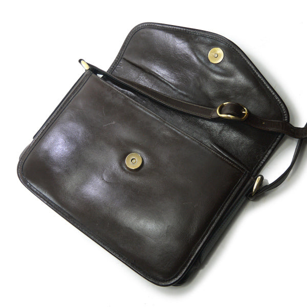 Lanvin 希少ロゴ!!総革ショルダーバッグ（濃茶）