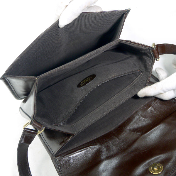 Lanvin 希少ロゴ!!総革ショルダーバッグ（濃茶）