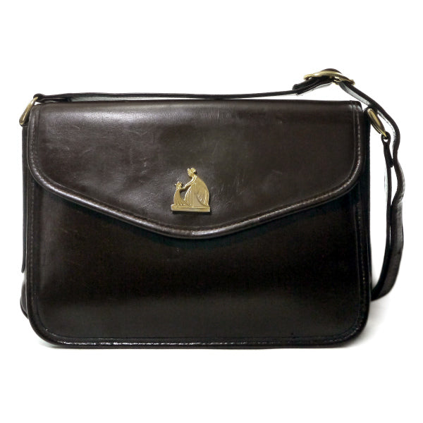 Lanvin 希少ロゴ!!総革ショルダーバッグ（濃茶）