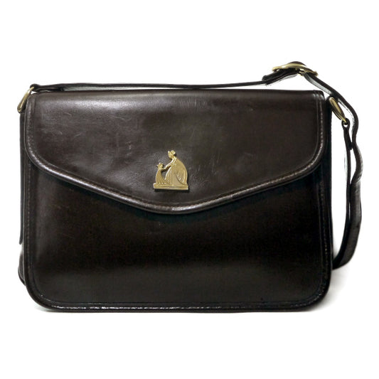 Lanvin 希少ロゴ!!総革ショルダーバッグ（濃茶）