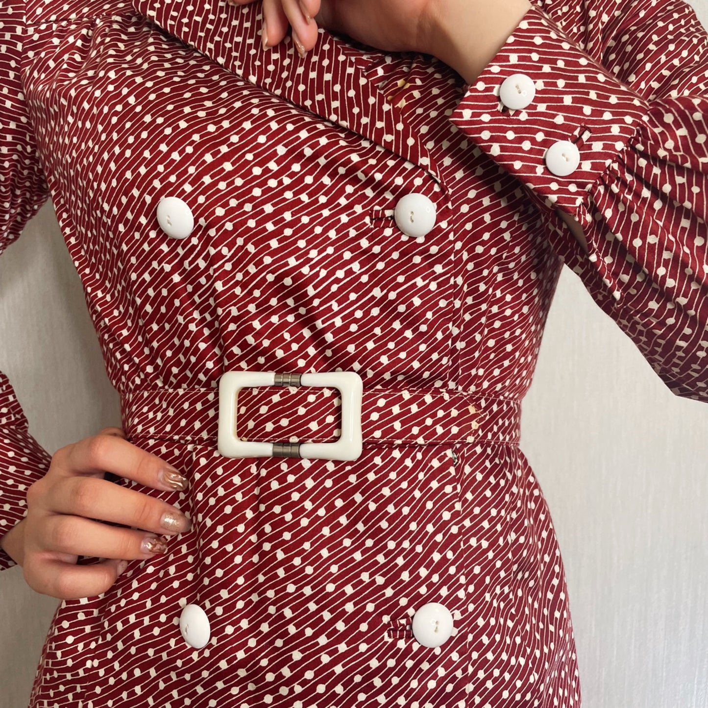 LANVIN　ドット柄vintageワンピース（赤）