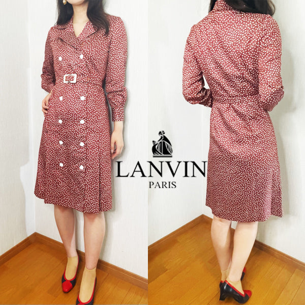 LANVIN　ドット柄vintageワンピース（赤）
