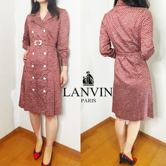 LANVIN　ドット柄vintageワンピース（赤）