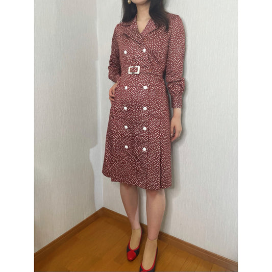 LANVIN　ドット柄vintageワンピース（赤）