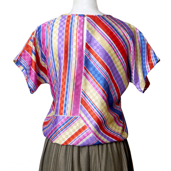 LANVIN 幾何学模様 マルチカラー半袖ブラウス