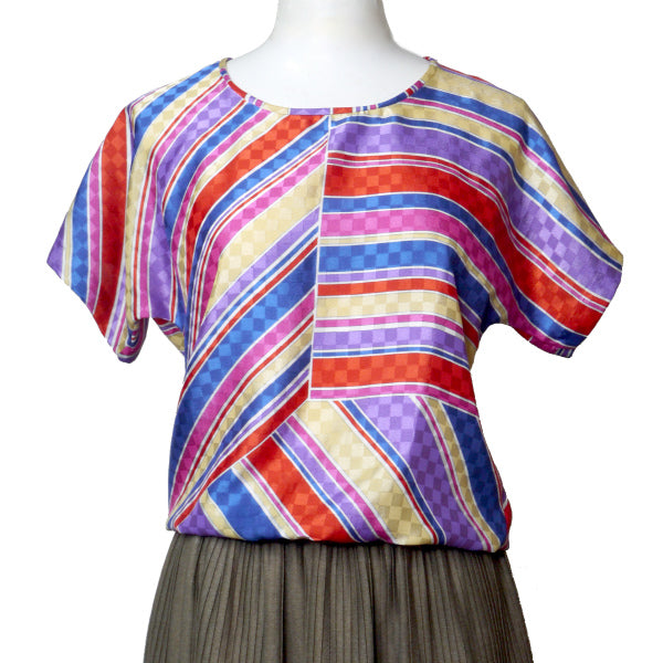 LANVIN 幾何学模様 マルチカラー半袖ブラウス