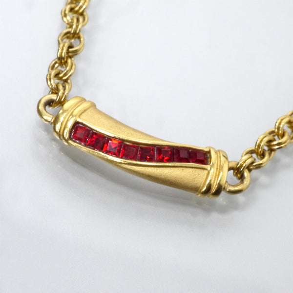 LANVIN　レッドストーン ネックレス（ゴールド）