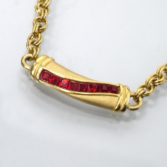 LANVIN　レッドストーン ネックレス（ゴールド）