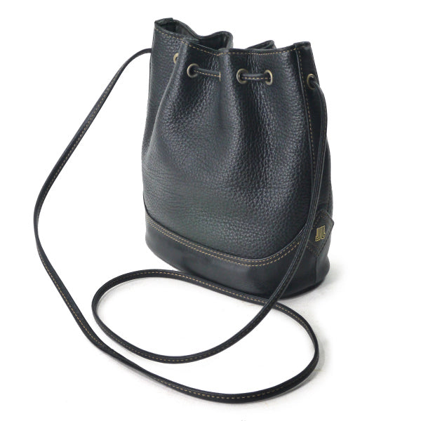 Lanvin　型押しレザー巾着ミニショルダー（黒）