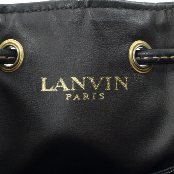 Lanvin　型押しレザー巾着ミニショルダー（黒）