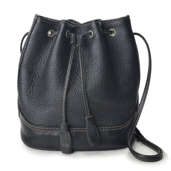 Lanvin　型押しレザー巾着ミニショルダー（黒）