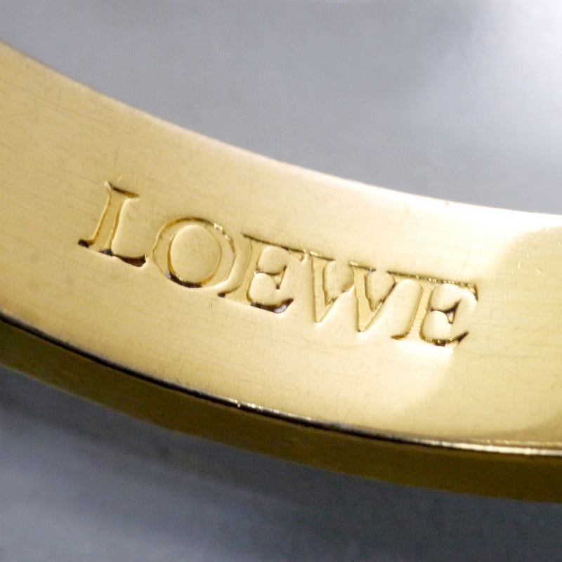 LOEWE ゴールド×レザー 筆記体ロゴブレスレット（黒）