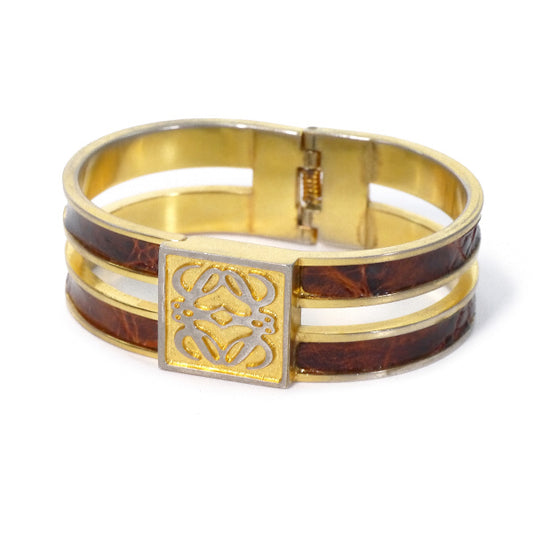 LOEWE アナグラムロゴ ブレスレット(ゴールド×レザー )