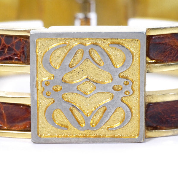 LOEWE アナグラムロゴ ブレスレット(ゴールド×レザー )